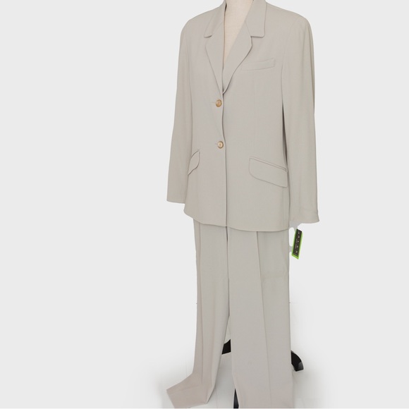 Alex New York neutral sand tan pantsuit tailored high waist monohchomatic 10 - Picture 5 of 16